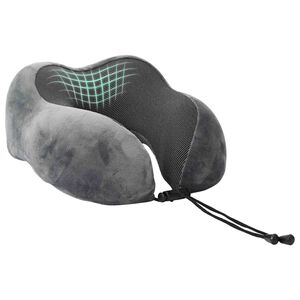 vidaXL Reisekissen f&uuml;r den Hals Grau 27 x 26 x 14 cm Viscoschaum