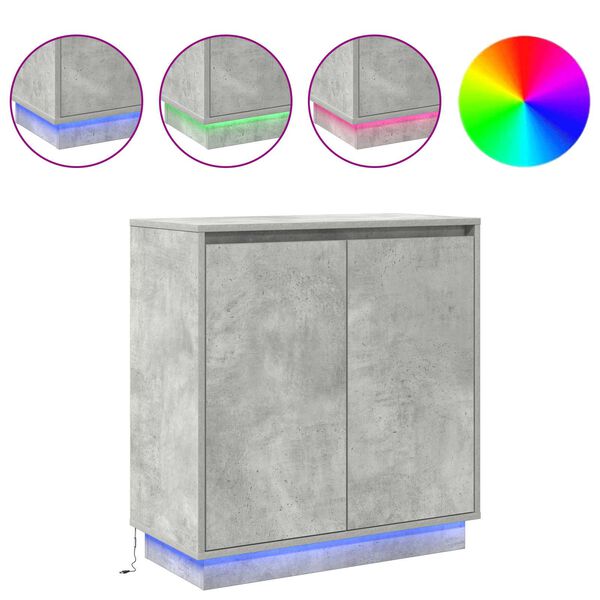 vidaXL LED-Sideboard Beton Grau 71 x 34,5 x 75 cm Holzwerkstoff