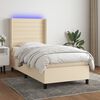 vidaXL Boxspringbett mit Matratze & LED Creme 100x200 cm Stoff
