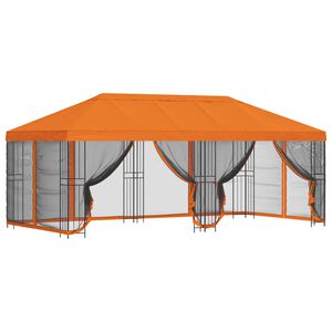 vidaXL Pavillon mit Seitenw&auml;nden 6 x 3 m Orange Polyester und Stahl
