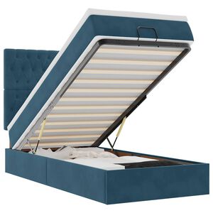 vidaXL Ottoman-Bett mit Matratzen & LEDs Dunkelblau 80x200 cm Samt