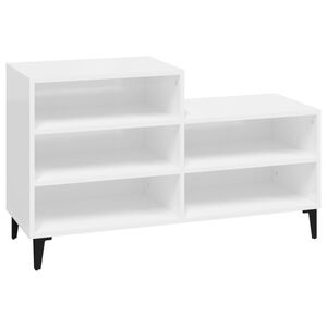 vidaXL Schuhregal Hochglanz-Wei&szlig; 102x36x60 cm Holzwerkstoff