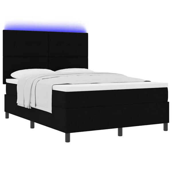 vidaXL Boxspringbett mit Matratze mit LED Schwarz 160 x 200 cm Stoff
