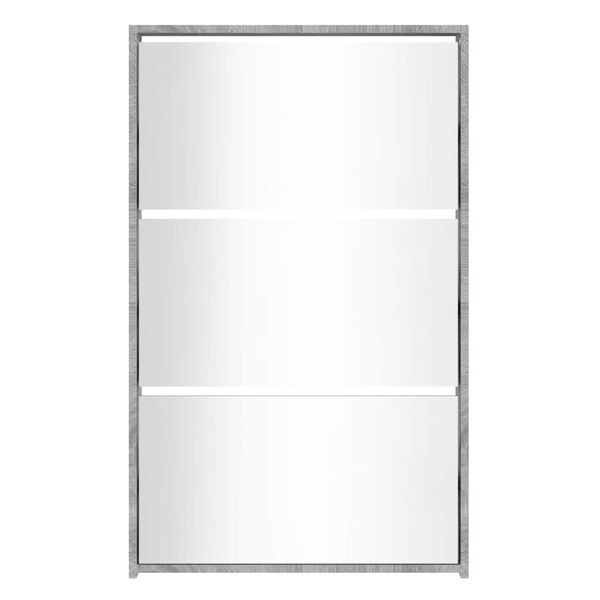 vidaXL Schuhschrank mit Spiegel 3 F&auml;cher Grau Sonoma 63x17x102,5 cm