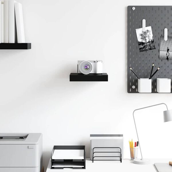 vidaXL Schweberegal Hochglanz-Schwarz 23x23,5x3,8 cm MDF