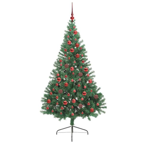 vidaXL K&uuml;nstlicher vorbeleuchteter Weihnachtsbaum Gr&uuml;n 180 cm PVC