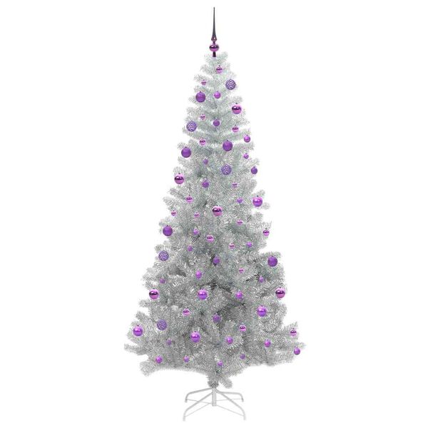 vidaXL Weihnachtsbaum mit 300 LEDs mit St&auml;nder Silber 210 cm PET