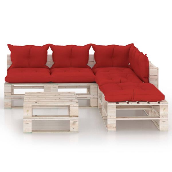 vidaXL 6-tlg. Garten-Lounge-Set aus Paletten mit Kissen Kiefernholz