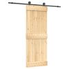 vidaXL Schiebet&uuml;r Nat&uuml;rlich und Schwarz 80 x 210 cm Massivkiefer