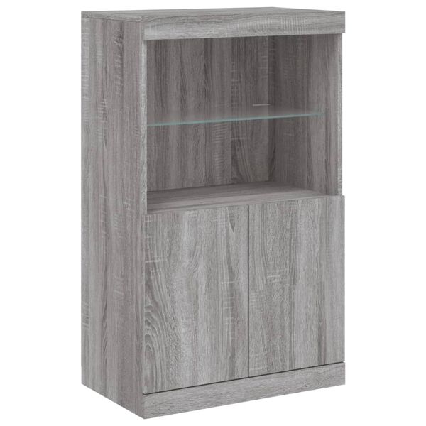 vidaXL Sideboard mit LED-Leuchten Grau Sonoma 60,5x37x100 cm