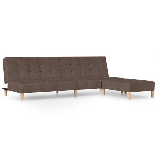 vidaXL Schlafsofa 2-Sitzer mit Fußhocker Taupe Stoff