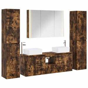vidaXL Badezimmerm&ouml;bel-Set 6 stk. Ger&auml;ucherte Eiche