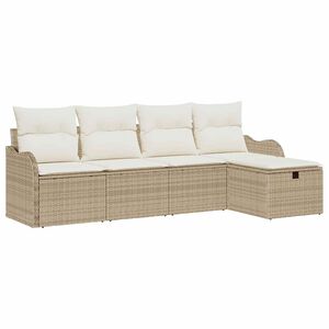 vidaXL Gartensofa-set 5 Stk. 4-Sitzanzahl Beige und Creme Poly-Rattan