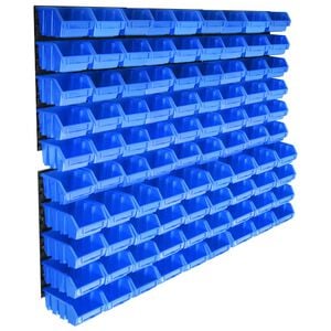 vidaXL 96-tlg. Beh&auml;lter-Set f&uuml;r Kleinteile mit Wandplatten Blau