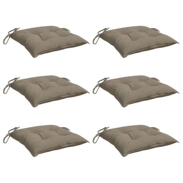 vidaXL Stuhlkissen 6 Stk. Taupe 40x40x7 cm Oxford-Gewebe