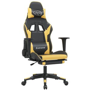 vidaXL Gaming-Stuhl mit Fu&szlig;st&uuml;tze Schwarz und Golden Kunstleder