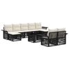 vidaXL Gartensofa-set 10 stk. Schwarz und Cremewei&szlig; Poly-Rattan