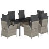vidaXL 7-tlg. Garten-Essgruppe mit Kissen Hellgrau Poly Rattan