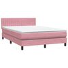 vidaXL Boxspringbett mit Matratze Rosa 140x210 cm Samt
