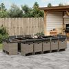 vidaXL 15-tlg. Garten-Essgruppe mit Kissen Grau Poly Rattan
