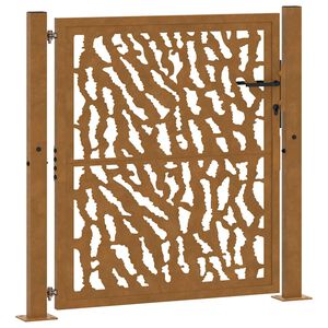 vidaXL Gartentor 100x100 cm Verwitterungsstahl Trace-Design