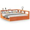 vidaXL Massivholzbett mit Regal ohne Matratze Wachsbraun 200x200 cm