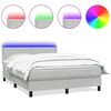 vidaXL Boxspringbett mit Matratze & LED Hellgrau 140x220 cm Samt