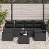 vidaXL Sofa Set mit Kissen 7 pcs Schwarz Poly Rattan