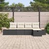 vidaXL Garten-Sofa-Set mit Kissen 5 pcs Schwarz Poly Rattan