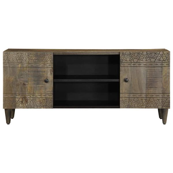 vidaXL TV-Schrank Hellgrau 105x33,5x46 cm Massivholz Mango
