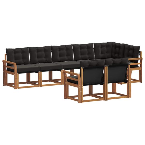 vidaXL Outdoor-Sofagarnitur mit Kissen 8 pcs Nat&uuml;rlich und Schwarz