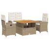 vidaXL 5-tlg. Garten-Essgruppe mit Kissen Beige Poly Rattan