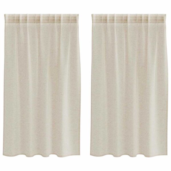 vidaXL Voile-Vorhang mit Vorhängen 2 pcs Sand 140 x 140 cm Polyester