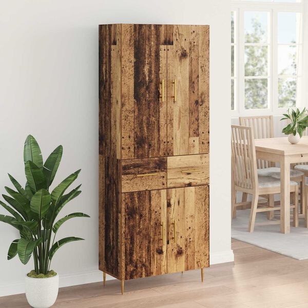 vidaXL Highboard Wandmontiert Altholz 69,5 x 34 x 180 cm Holzwerkstoff