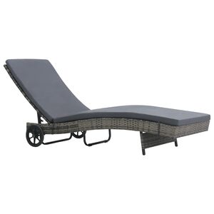 vidaXL Sonnenliege mit R&auml;dern und Auflage Poly-Rattan Anthrazit