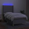 vidaXL Boxspringbett mit Matratze & LED Hellgrau 90x190 cm Stoff