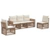 vidaXL Gartensofa-set 5 stk. Beige und Cremewei&szlig; Poly-Rattan
