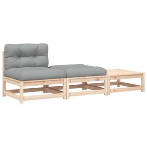 vidaXL Gartensofa ohne Armlehnen mit Kissen und Hockern