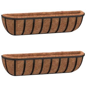 vidaXL Wand-Pflanzk&ouml;rbe 2 Stk. Kokoseinlage Schwarz 91x20x23 cm Stahl