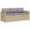 vidaXL 6-tlg. Garten-Sofagarnitur mit Kissen Beige Poly Rattan