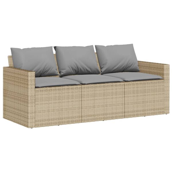 vidaXL 6-tlg. Garten-Sofagarnitur mit Kissen Beige Poly Rattan