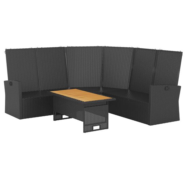 vidaXL 2-tlg. Garten-Lounge-Set mit Kissen Schwarz Poly Rattan