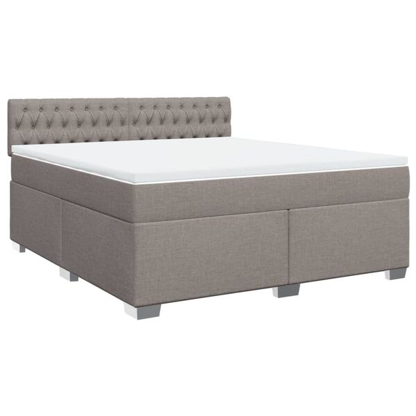 vidaXL Boxspringbett mit Matratze Taupe 180x200 cm Stoff