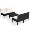vidaXL 5-tlg. Garten-Lounge-Set mit Auflagen Poly Rattan Schwarz