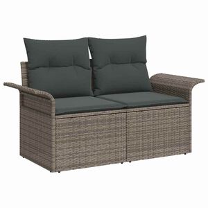 vidaXL Gartensofa mit Kissen Grau 141 x 62 x 69cm Poly-Rattan