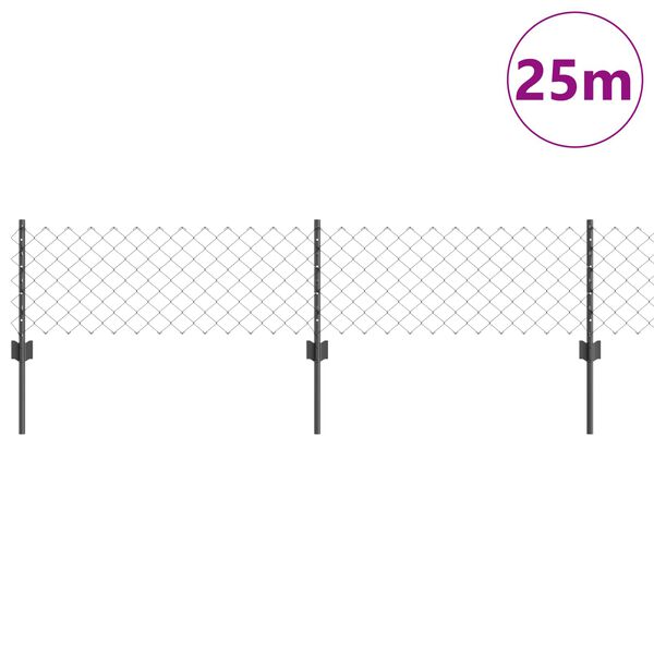 vidaXL Zaun mit Pfosten Grau 0,4 x 25 m Stahl und PVC