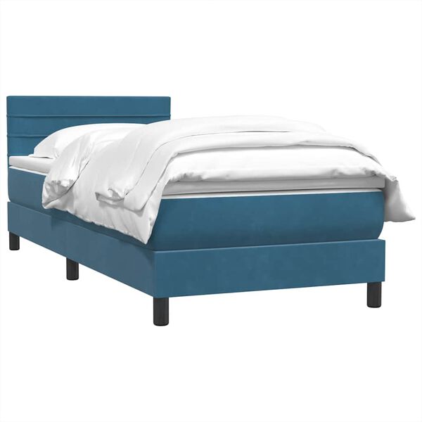 vidaXL Boxspringbett mit Matratze Dunkelblau 90x220 cm Samt