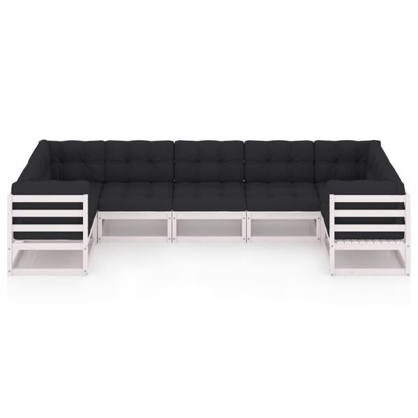 vidaXL 7-tlg. Garten-Lounge-Set mit Kissen Wei&szlig; Massivholz Kiefer