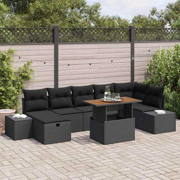 vidaXL Garten-Sofa-Set 8 pcs Schwarz Poly-Rattan