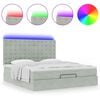 vidaXL Ottoman-Bett mit Matratzen & LEDs Hellgrau 160x200 cm Samt